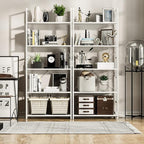 NUMENN 5 Tier Bookshelf, Tall Bookcase Shelf Storage Organizer, Modern Book Shelf for Bedroom, Living Room and Home Office, White