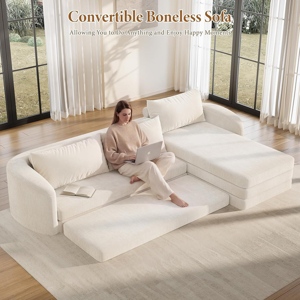 Vesgantti 6 in 1 Convertible Folding Sleeper Sofa Bed, No Assembly, Beige | 1...