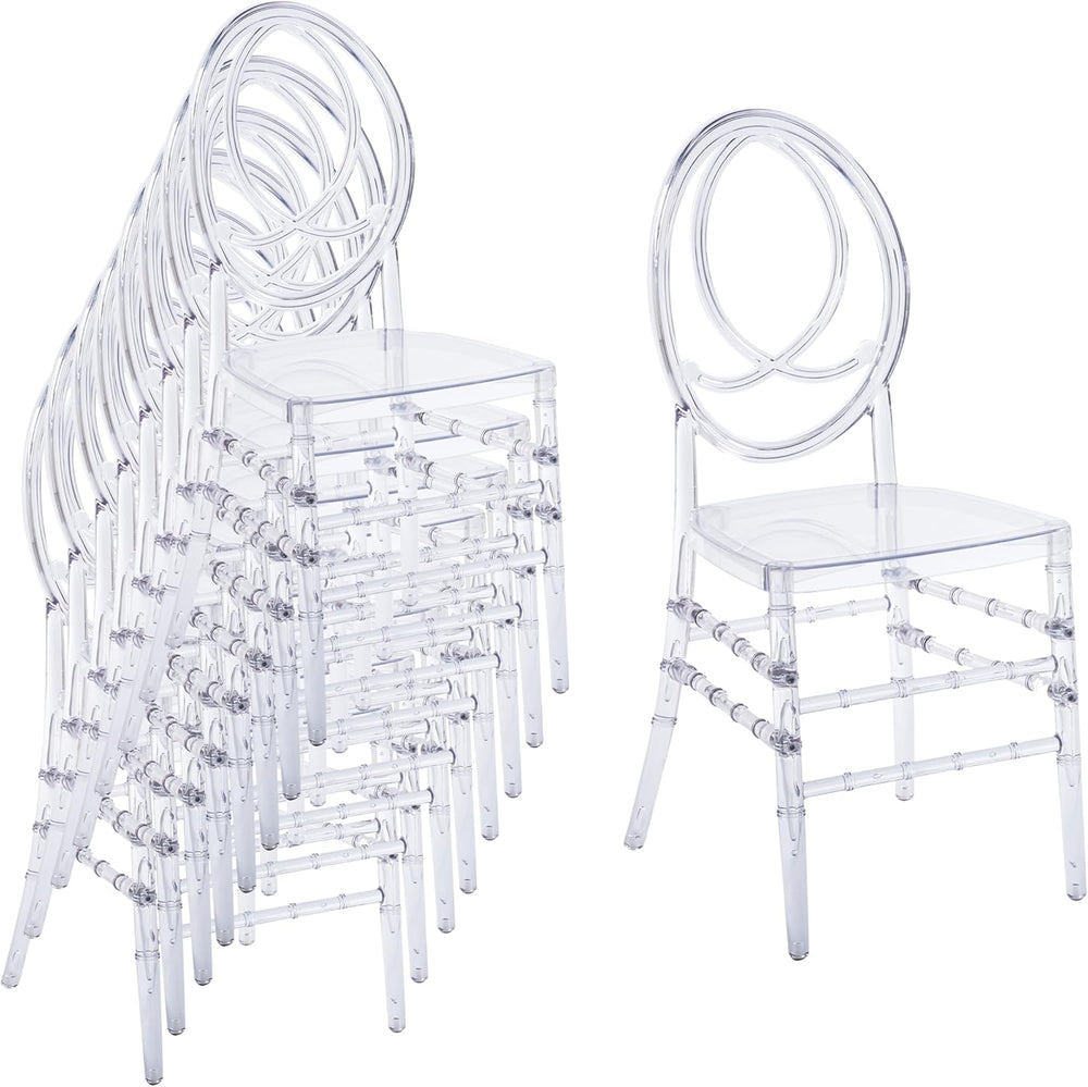 Clear Dining Chairs Set of 20, Stackable Plastic Kitchen Dining Room Chair, M...