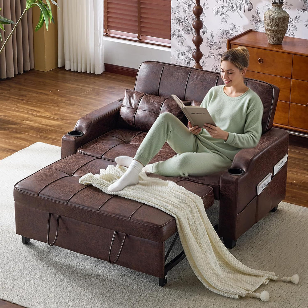 VINGLI Rustic Futon Sofa Bed Convertible Loveseat Sleeper Sofa Couch, Pullout...