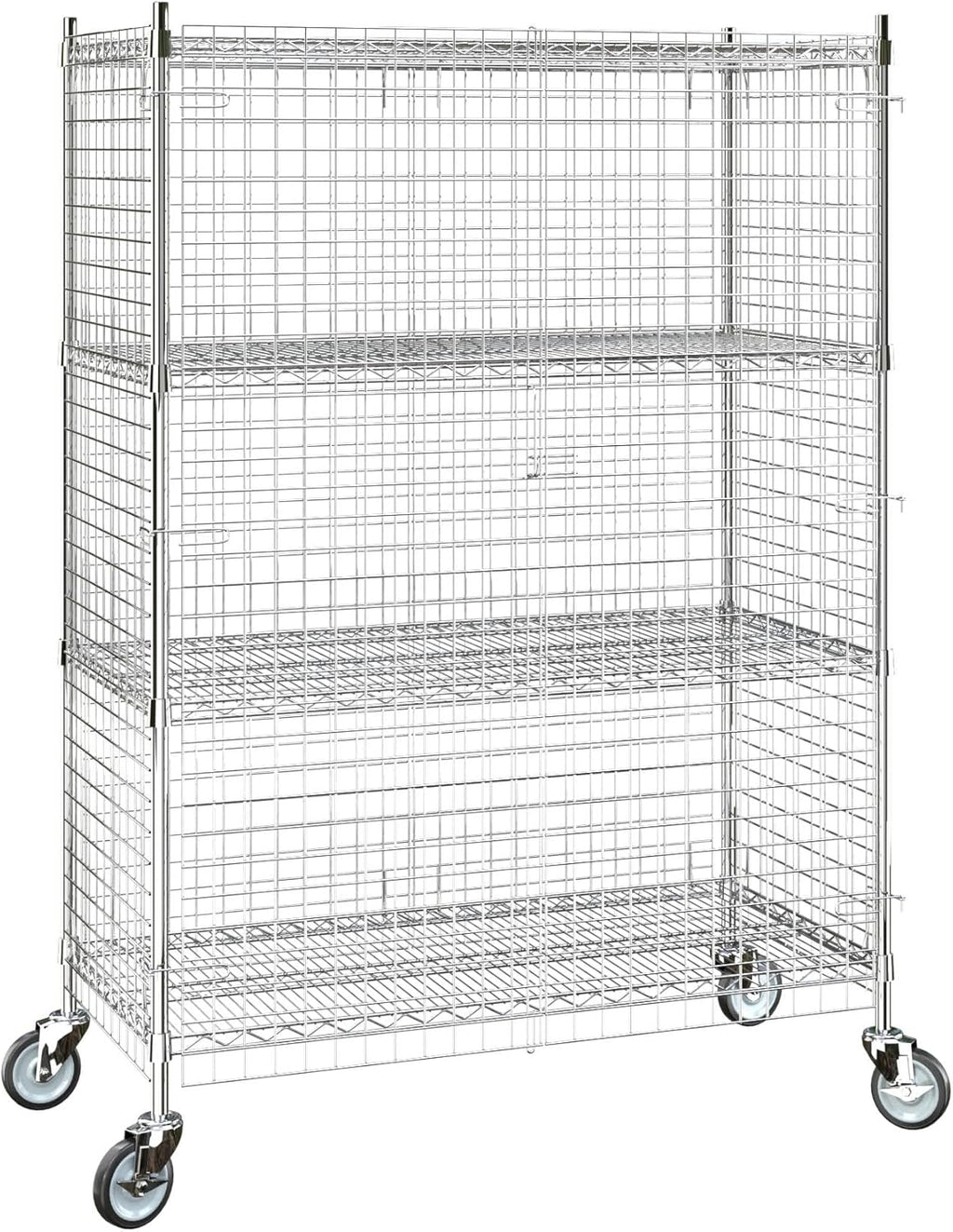 24"x48"x70" Metal Wire Chrome Security Heavy Duty Commercial NSF Certified Storage Unit | Mobile Wire Security Cage Kit