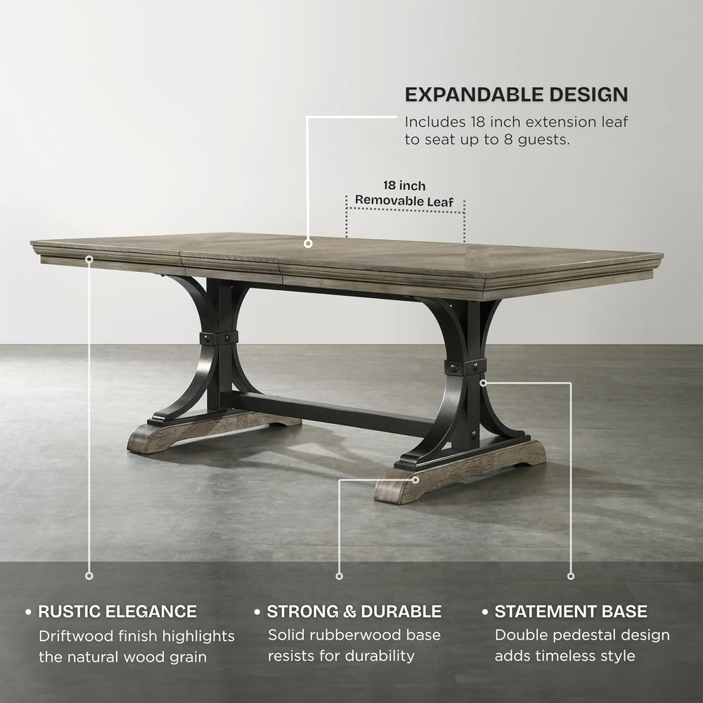 Roundhill Furniture Birmingham Dining Set, One Size, Driftwood Finish