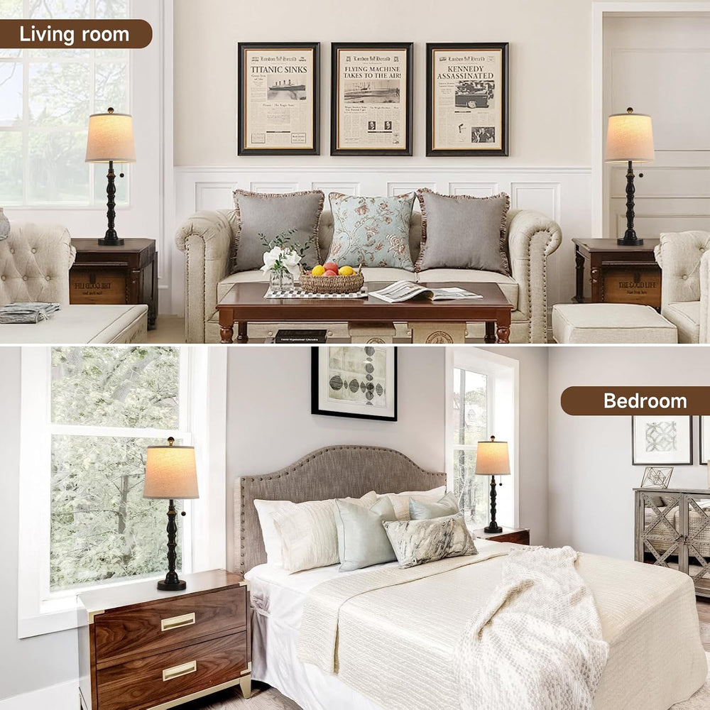 Lamps Set of 2 Modern Farmhouse Table Lamp Bedside Reading Lamps Living Room ...