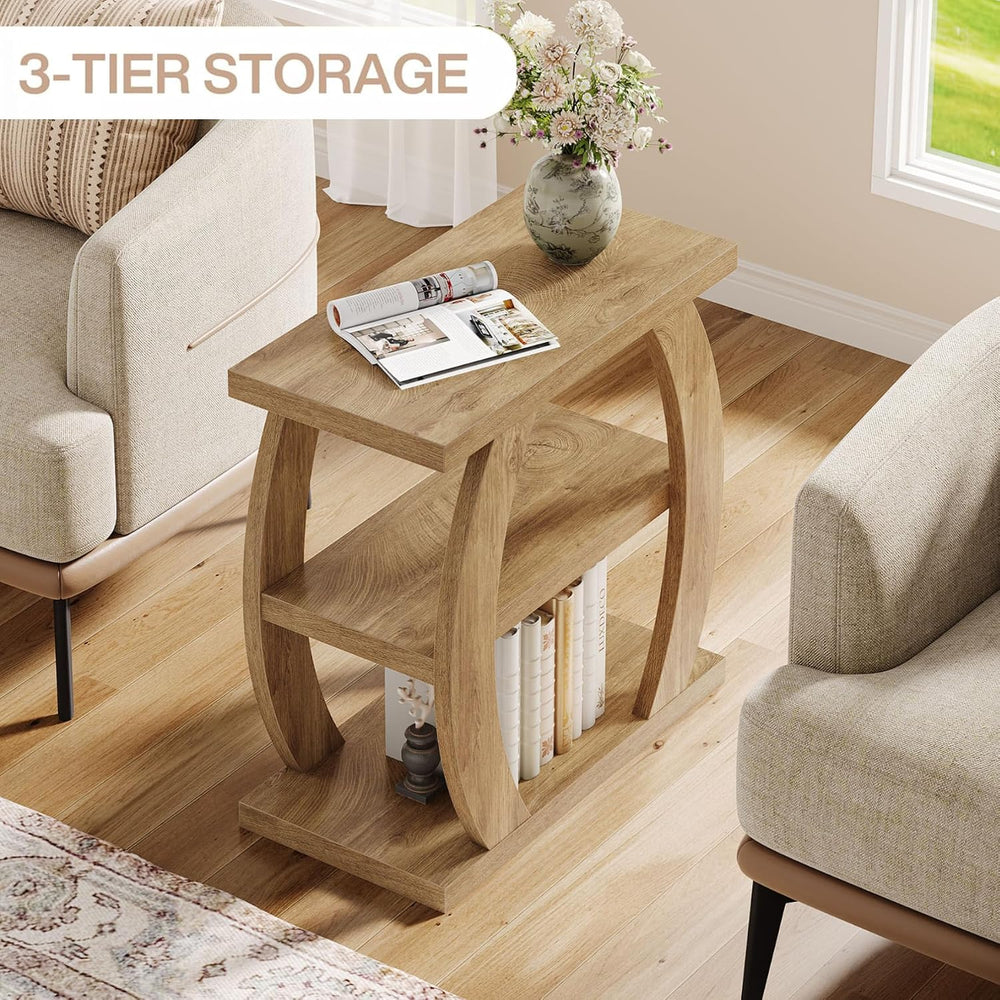 Tribesigns End Table for Living Room, 3-Tier Narrow Side Table with Storage, ...
