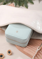 S.Leaf Travel Jewelry Organizer Boxes for Women Small Portable Necklace Earrings Bracelet Rings Travel Case Best Friend Birthday Gifts for Women Trendy (02_Lychee_Haze_Blue)