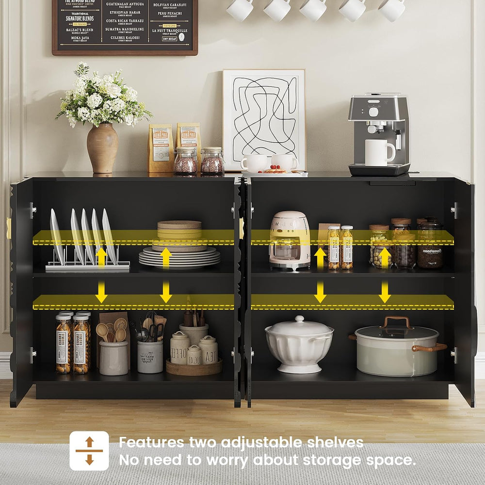 LVSOMT 63" High-Gloss Sideboard Buffet Cabinet with Storage, Large Coffe...