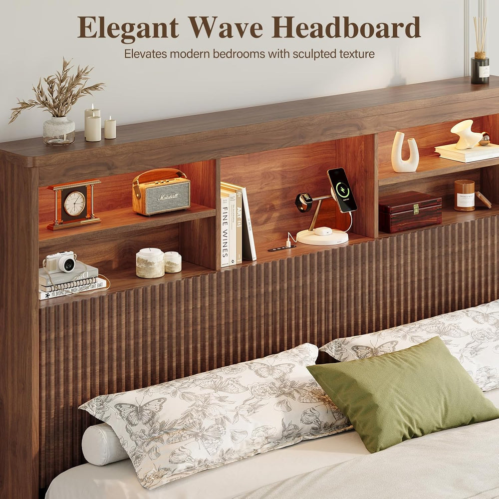 Queen Size Bed Frame with 4 Storage Drawers