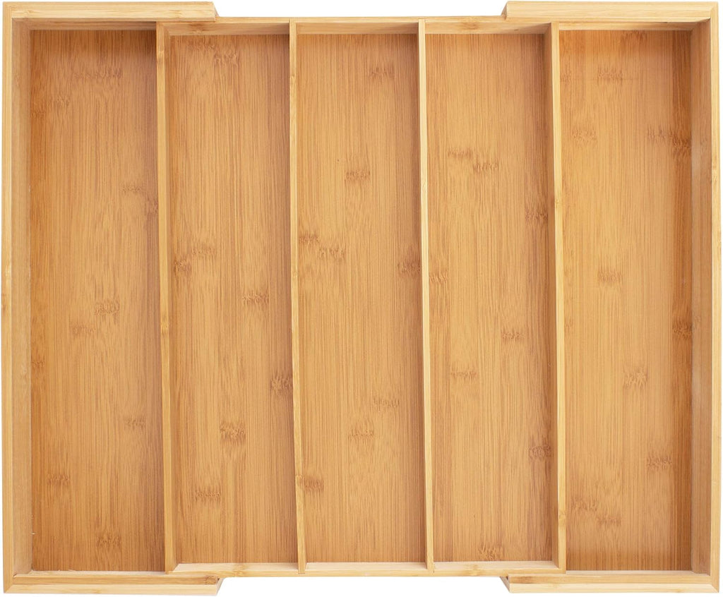 Totally Bamboo Expandable 5-Compartment Drawer Organizer, Expands from 13 to 22" Wide