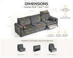 124.8'' Oversized Power Recliner Sofa with Headrest, Extra Wide Deep Modular Cloud Sectional Reclining Couch Wall Hugger, Convertible 3-Seater for RV Home Theater Living Room, Chenille, Grey