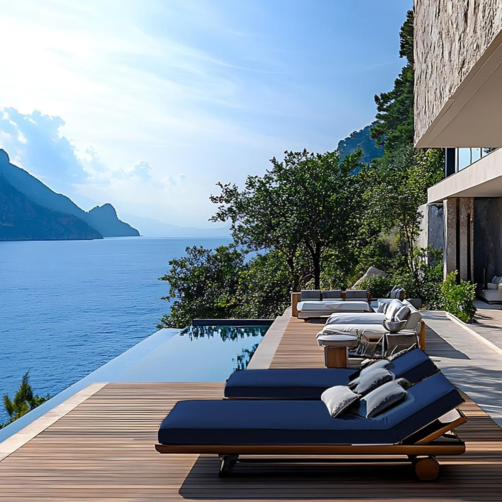 Chaise Lounge Cushions Outdoor Set of 2, 80x26x3 in, Navy Blue