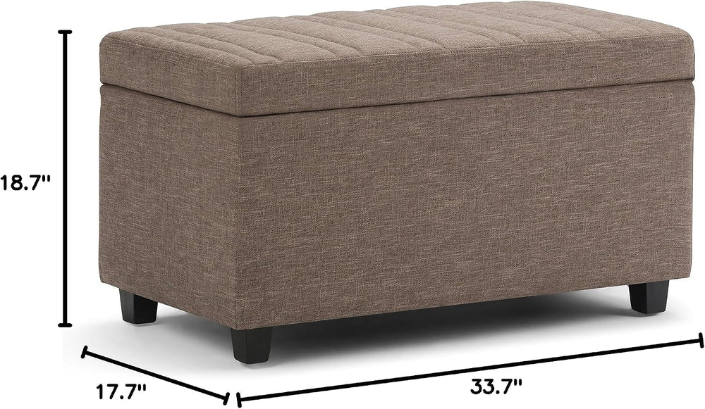 SIMPLIHOME Darcy 33 inch Wide Contemporary Rectangle Storage Ottoman Bench in...