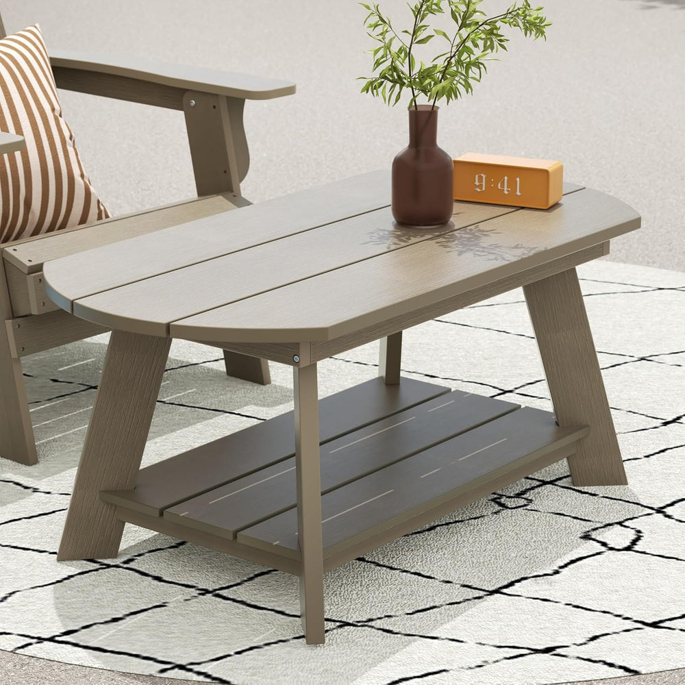WestinTrends Tuscany Outdoor Coffee Table, All Weather HIPS 2 Tier Patio Adir...