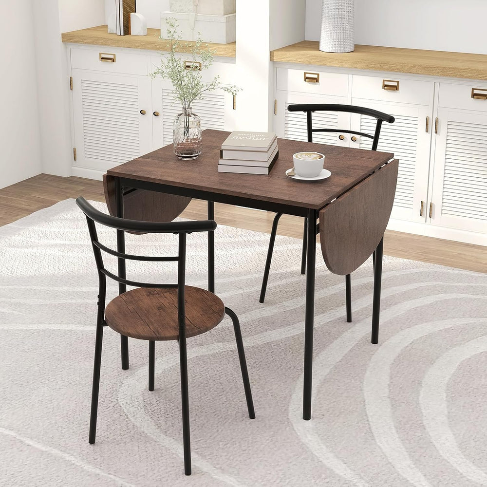 Giantex 3-Piece Dining Table Set for 2, 55-inches Drop Leaf Kitchen Table wit...