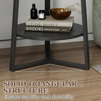 Gadroad Round End Table with Storage Shelf, 2 Tier Farmhouse Side Table Nightstand for Living Room, Bedroom, Wood Tabletop & Black Metal Frame, Black 15.7 * 15.7 * 23.0inches