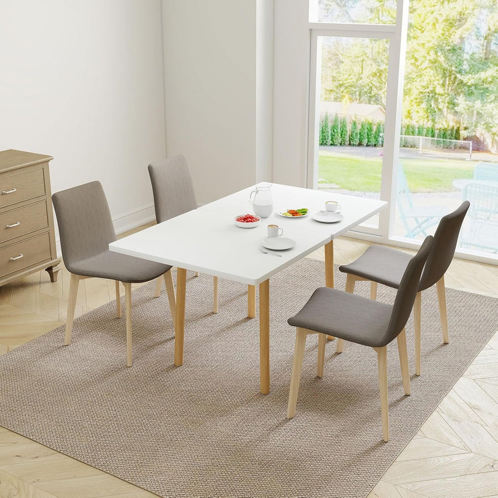 47" Wooden Foldable Kitchen Table Dining Table Rotating Table 4-6 People