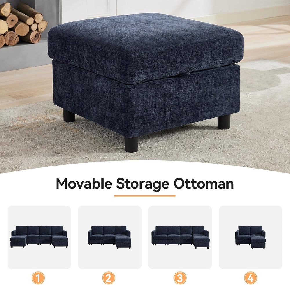 WUTUTUEE 25'' Square Storage Ottoman Module for Modular Sectional Sof...