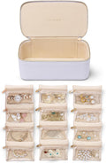 Vlando Jewelry Box with 12 Velvet Jewelry Bags Travel Jewelry Case for Girls Jewelry Organizers Necklace Rings Earrings Storage Bags Christmas Gifts Bridal Shower Gifts-Purple