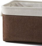 Large Storage Baskets for Shelves, Fabric Baskets for Organizing, Collapsible Storage Bins for Closet, Nursery, Clothes, Home & Office [3-Pack, White&Brown]