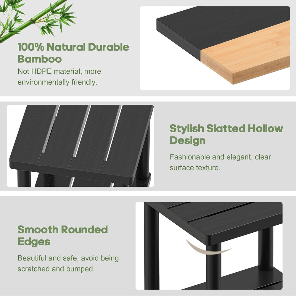 Outdoor Side Table with 2-Tier, Bamboo Small Patio Adirondack Tables | Black,...