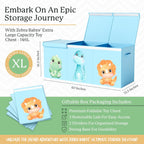Extra Large Dinosaur Toy Box – 40"x13.5"x16.5" Collapsible Toy Chest with Dividers & Lid for Boys and Girls, Sturdy Kids Toy Organizer Bin for Nursery, Playroom, Bedroom, Stuffed Animal Storage