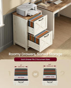 VASAGLE File Cabinet, 2-Drawer Filing Cabinet for Home Office, Modern Farmhouse, Adjustable Hanging Rail for A4 Letter Files, Printer Stand, Study Bedroom, Rustic White and Honey Brown UOFC086WJ02S