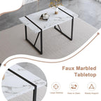 55" Dining Table Set for 4, 5 Piece Modern Dining Table Set for 4 with Fabric Chairs, Farmhouse Kitchen Table Set for 4 Suit for Living Dining Room Furniture, Sturdy and Easy-to-Clean（White & Gray）