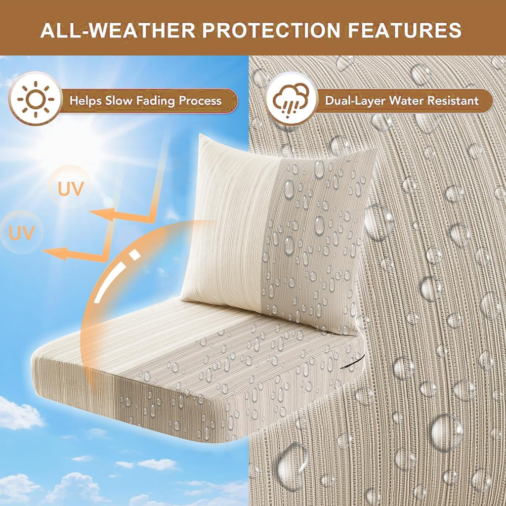 VAKADO Outdoor Chair Cushions for Patio Waterproof Beige Set of 22x22 Inch