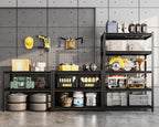 36" W Father&I 5-Shelf-Rack Industrial Heavy-Dudy Adjustable Metal Garage Bin Storage Shelving Stant Shelves Units/Systems Organizer for Basement/Closet/Tote/Pantry, 72" H*36W *18" D, Black