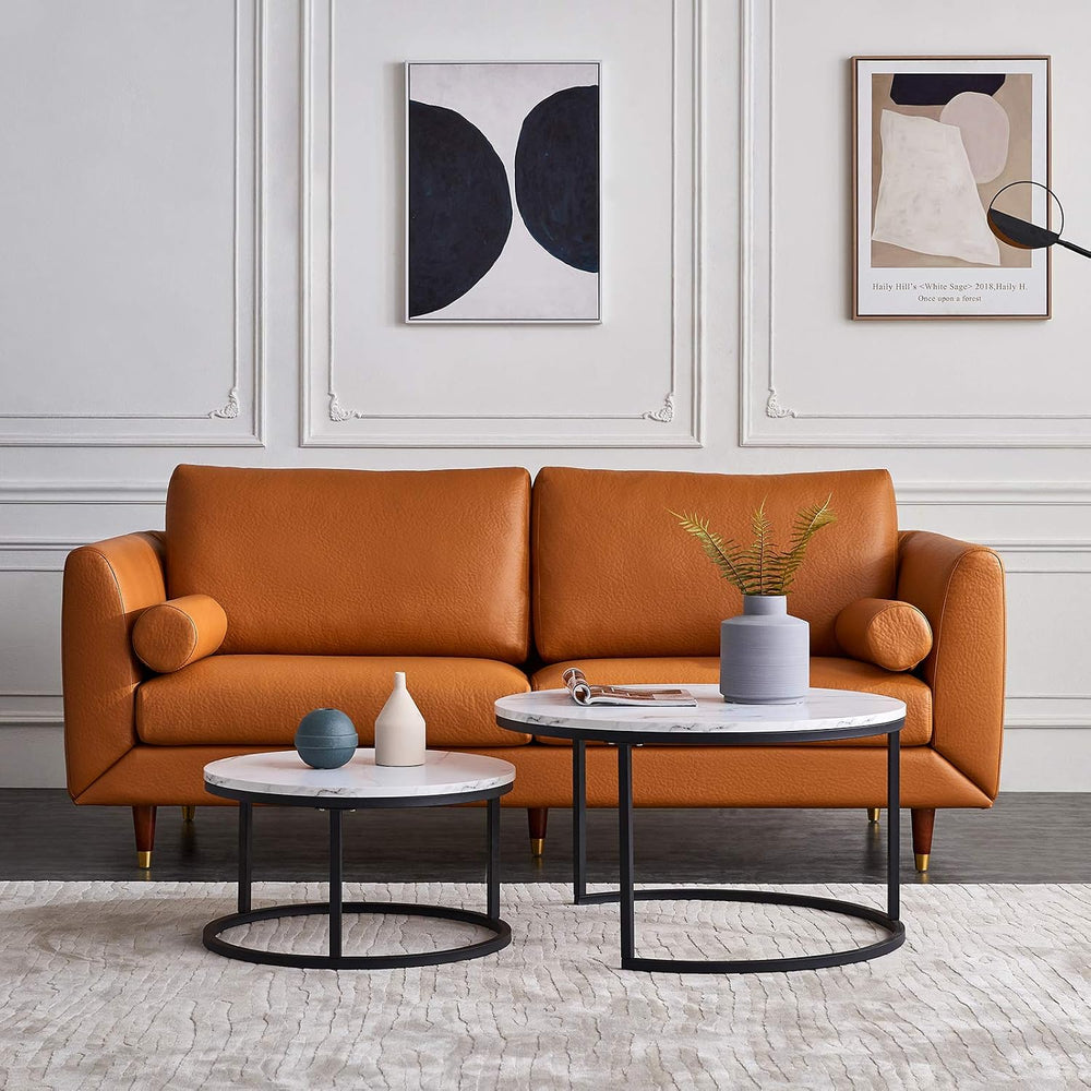 Round Nesting Coffee Tables Set for Living Room White Modern，Nesting Tables S...
