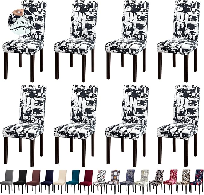 Chair Covers, Stretch Kitchen Chair Covers/Dining Chair Covers for Dining Room 8 Pack, Removable Washable Dining Chair Slipcovers for Home, Hotel, Banquet
