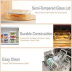 Urban Green Glass Food Container Set with Silicone Glass Lid, 3 Pack, Square Shape, Airtight, LeakProof, 100% Plastic Free, Meal Prep Food Storage Containers