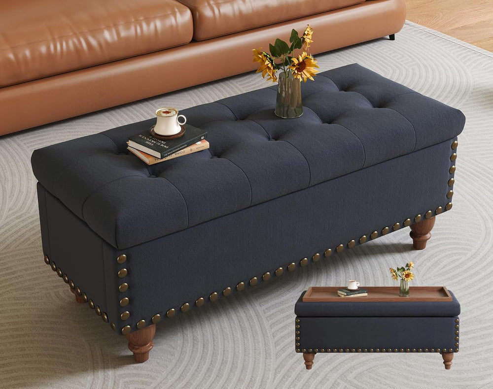 42'' End of Bed Storage Bench with Dual-Surface Lid, Upholstered Otto...