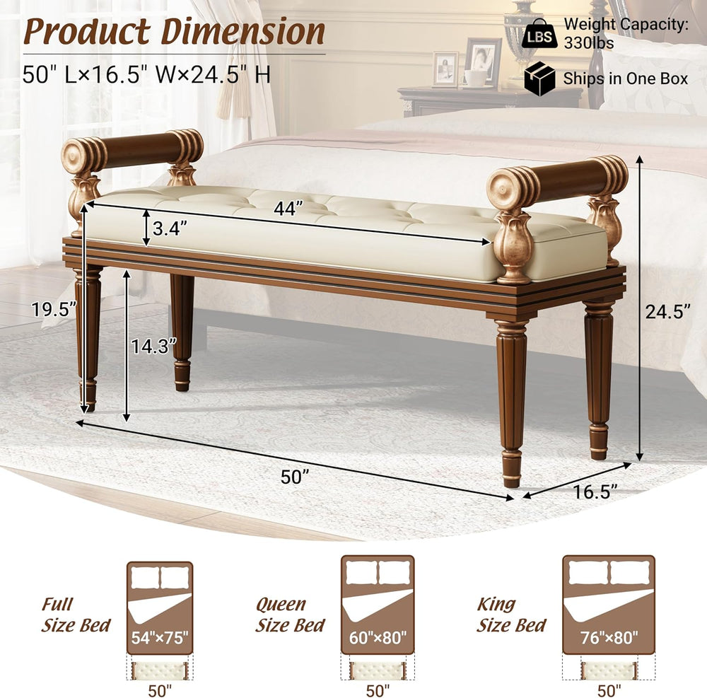 Christopher Knight Home Yae Luxurious PU Leather Upholstered End of Bed Ottom...