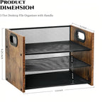 Wood Desk Organizer - 3-Tier Desktop File Organizer, Wooden Paper Tray, Office Desk Organzier and Accessories for Papers, Mail, Notebooks, Stationery