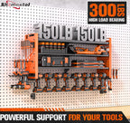 Heavy Duty Power Tool Organizer Wall Mount with Charging Station, Large Garage Organization with 10 cordless Drill Holder, 4 Layers Tool Organizers and Storage, Tool Rack with 6 Power Strip,Orange