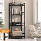 Book Shelf, 4 Tier Bookcase with Steel Frame, Stable Bookshelf Narrow Book Shelves Storage Organizer for Book CD Movie, Open Book Shelves for Living Room, Home Office, Study, Black