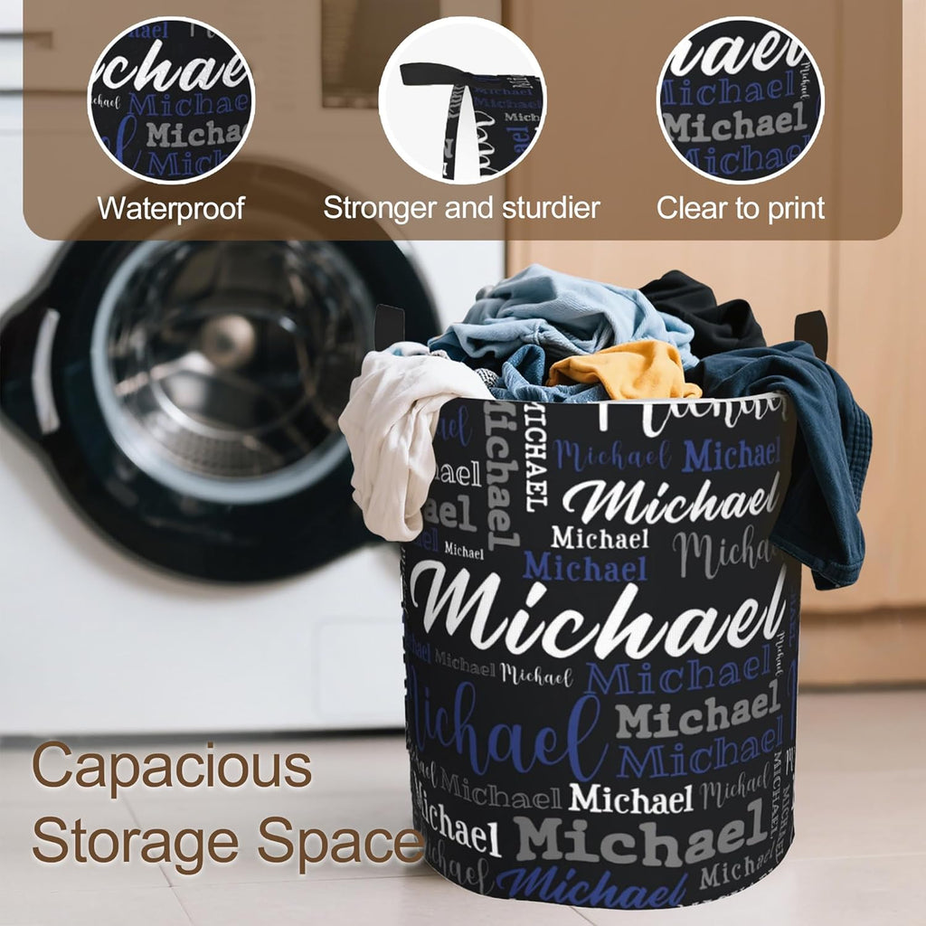 Custom Name Laundry Hamper, Personalized Laundry Baskets with Name for Boys Girls Women Men, Customized Collapsible Dirty Clothes Hamper Easy Storage Gifts for Bedroom Bathroom Living Room