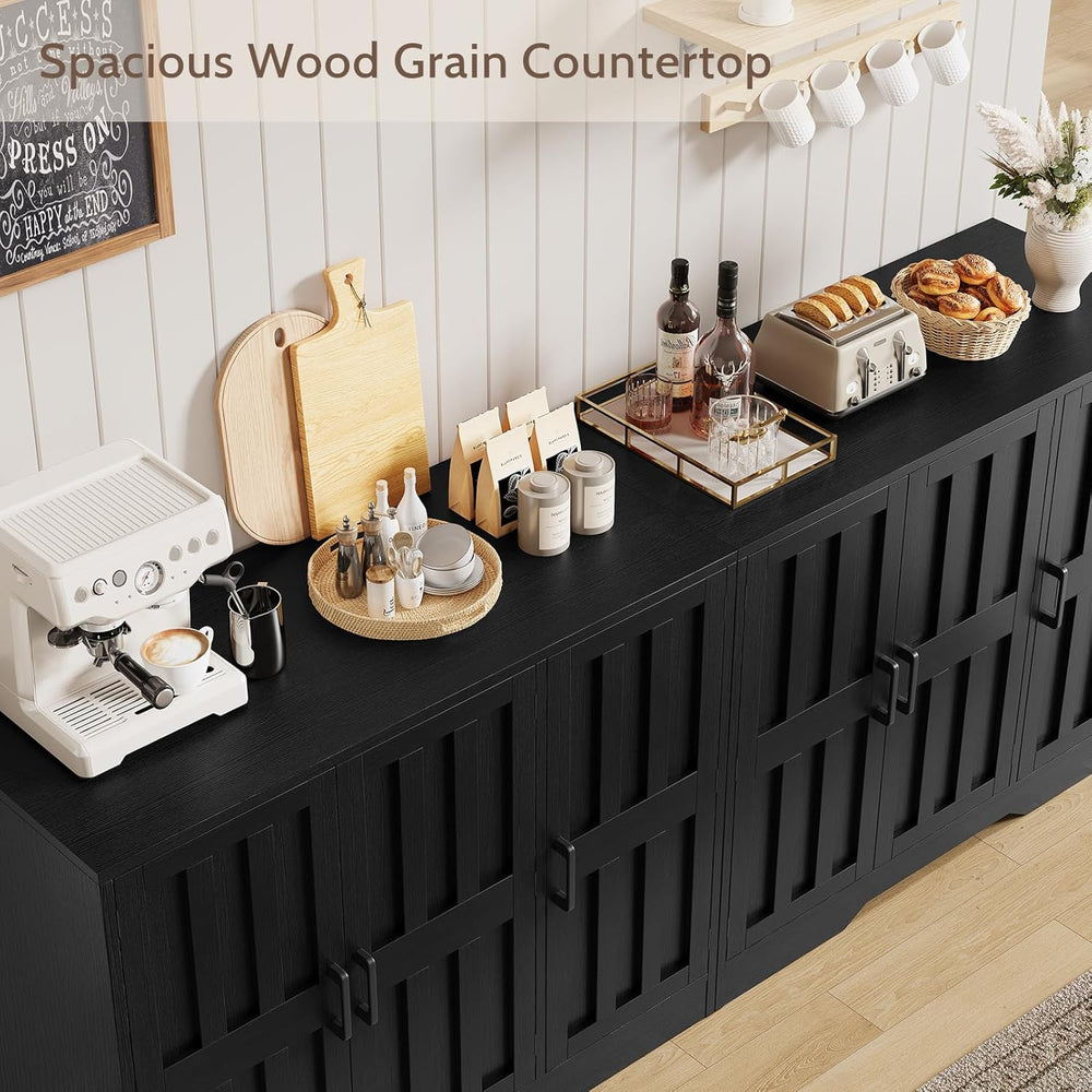 Modern Farmhouse Buffet Cabinet with Storage, 85" Large Sideboard Storag...