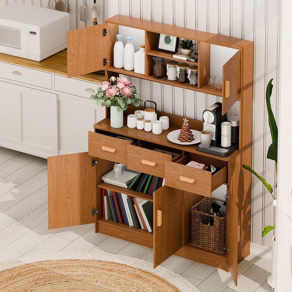 Talent Star Pantry Cabinets for Kitchen Storage, Freestanding Hutch Cabinet w...