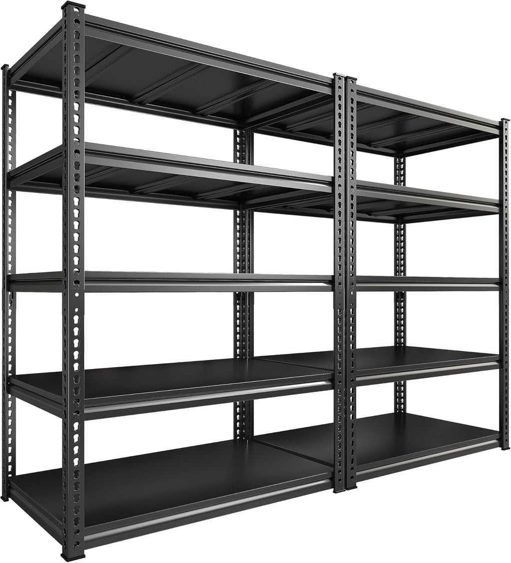 REIBII Garage Shelving 72" H Storage Shelves, 5-Tier Metal Shelving Adjustable Shelfs, Storage Shelves Heavy Duty Load 2500 LBS for Warehouse, Basement, Pantry, 72" H x36 W x18 D, 2 Pack