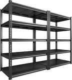 REIBII Garage Shelving 72" H Storage Shelves, 5-Tier Metal Shelving Adjustable Shelfs, Storage Shelves Heavy Duty Load 2500 LBS for Warehouse, Basement, Pantry, 72" H x36 W x18 D, 2 Pack