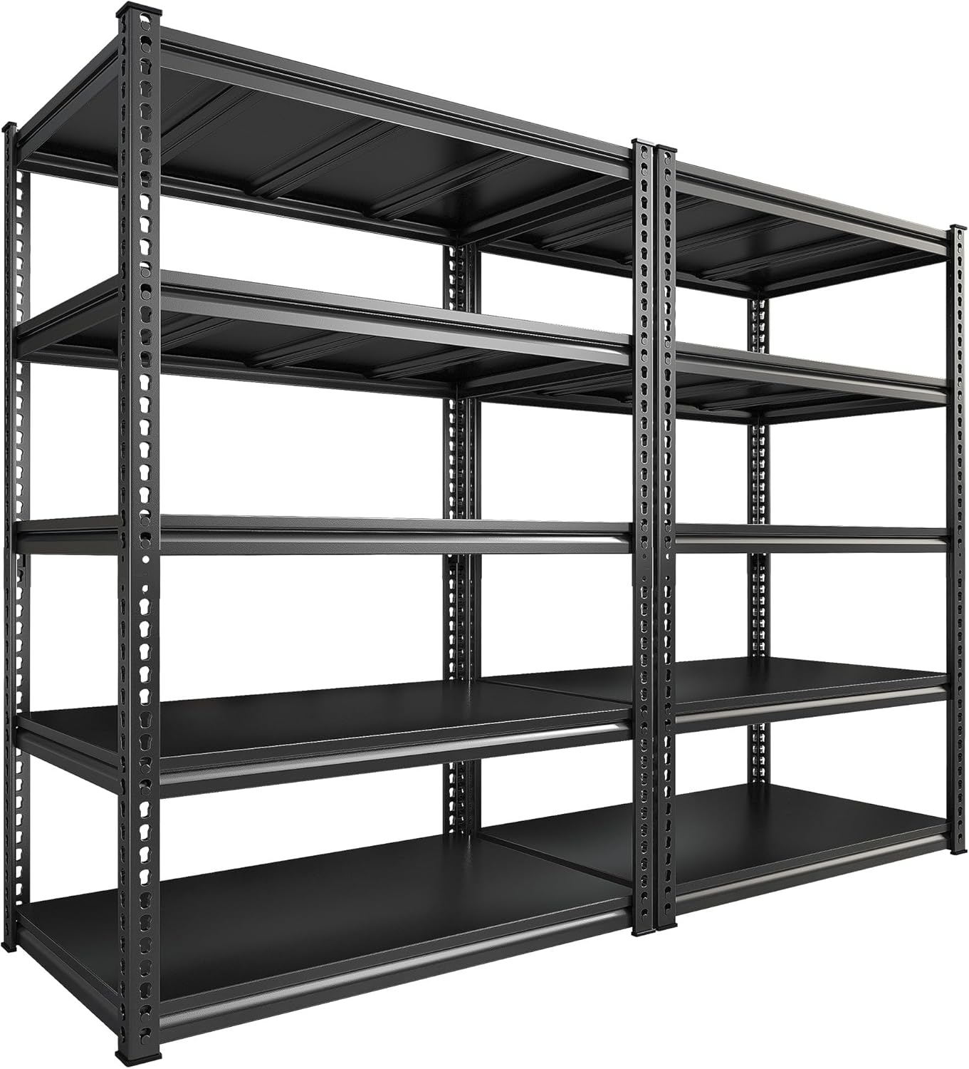 REIBII Garage Shelving 72" H Storage Shelves, 5-Tier Metal Shelving Adjustable Shelfs, Storage Shelves Heavy Duty Load 2500 LBS for Warehouse, Basement, Pantry, 72" H x36 W x18 D, 2 Pack