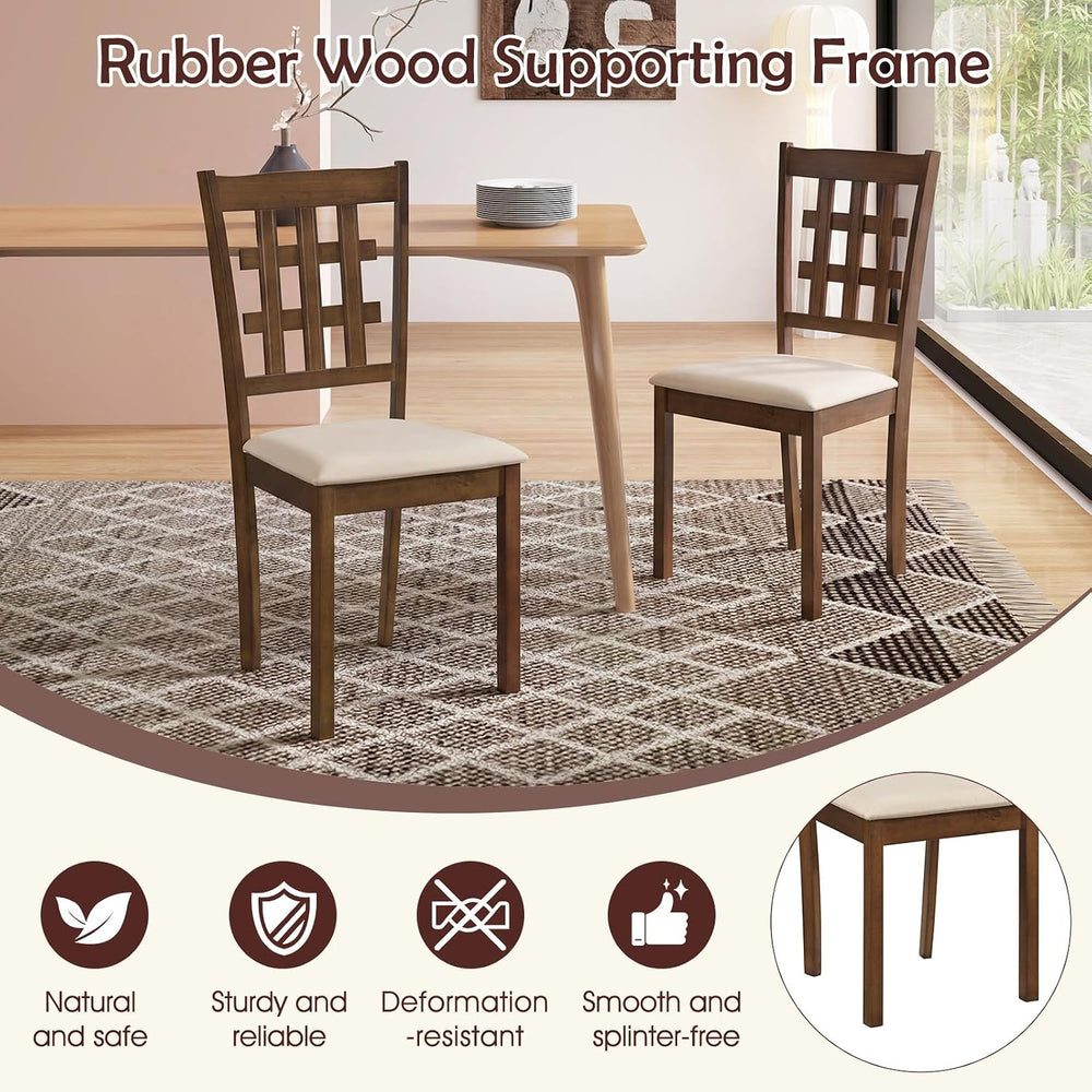 Giantex Wooden Dining Chairs Set of 4, Linen Fabric Upholstered Kitchen Chair...