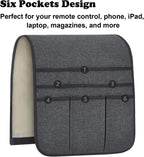 Teniux Remote Control Holder Armchair Caddy for Recliner Couch, Non-Slip Armrest Organizer with 5 Pockets for Magazine, Tablet, Phone, iPad (Dark Grey)