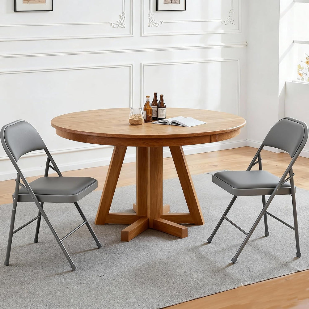 Simple Deluxe Dining Chairs Set of 2, Leather Cushion Foldable Modern Kitchen...