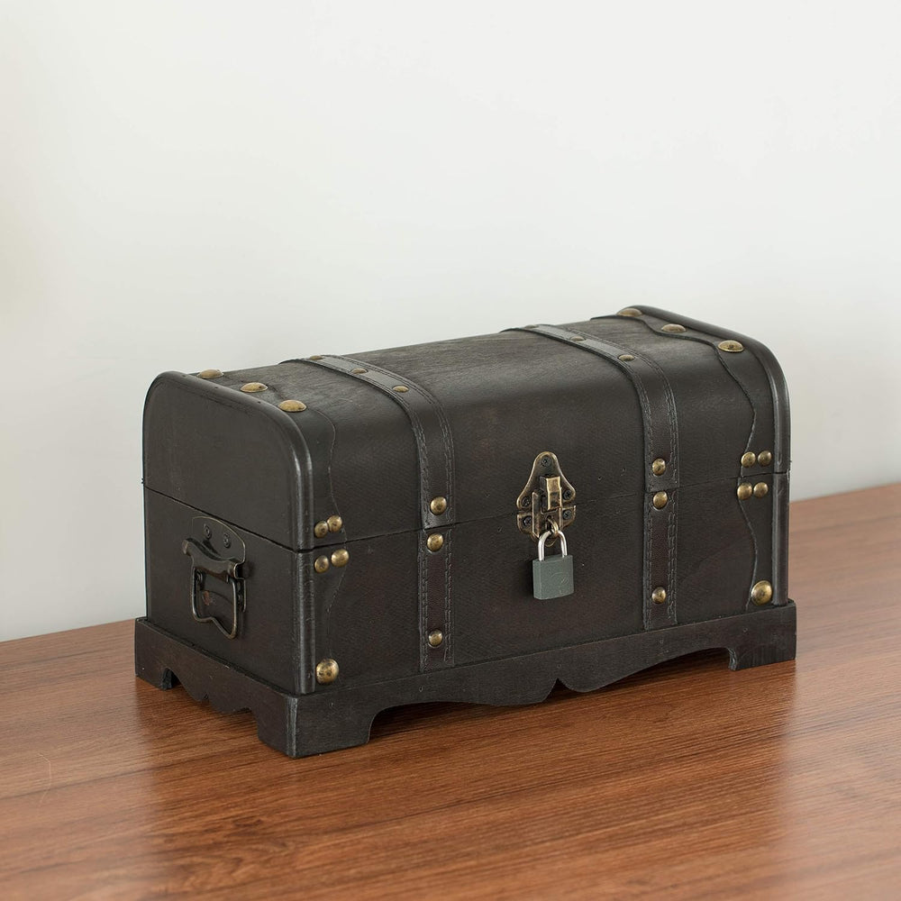 Vintiquewise Small Pirate Style Wooden Treasure Chest (Chest with Padlock) (Q...