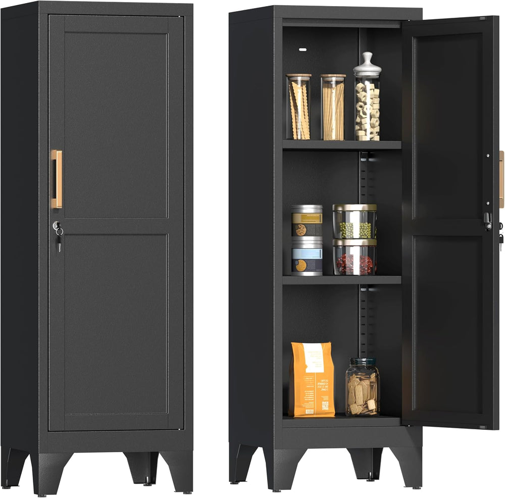 Coolsun 46" H Metal Pantry Cabinet, Metal Storage Locker with Door and 2...