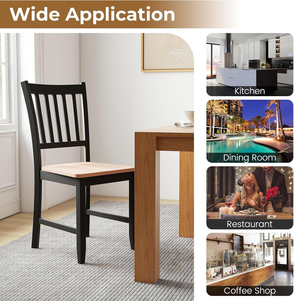 POWERSTONE Dining Chairs Set of 4, Wooden Windsor Kitchen Chair with Large Se...