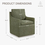 Upholstered Dining Chairs Set of 2, Washable Cover Modren Deskchair with 4 Casters & Hidden Storage for Dining Room, Living Room, Home Office, Green, 2 Box