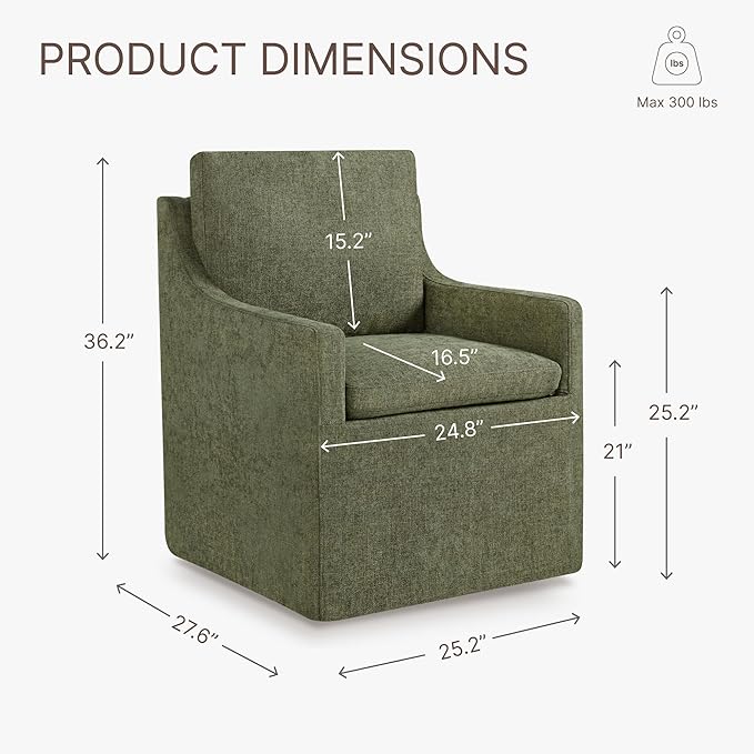 Upholstered Dining Chairs Set of 2, Washable Cover Modren Deskchair with 4 Casters & Hidden Storage for Dining Room, Living Room, Home Office, Green, 2 Box